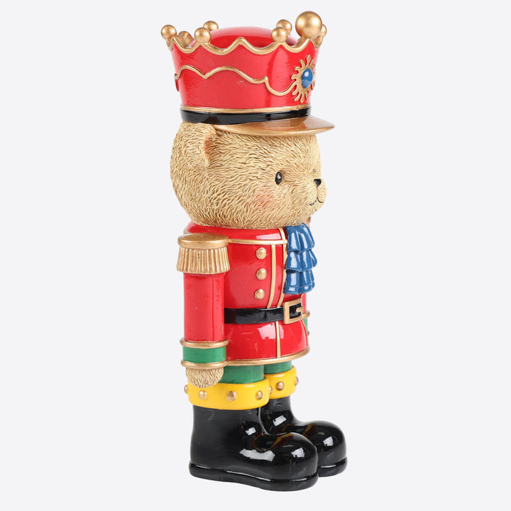 Red Traditional Crown Christmas Bear Nutcraker Ornament - 26cm