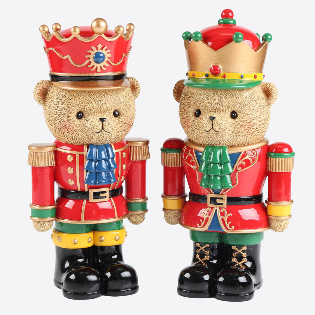 Red Traditional Crown Christmas Bear Nutcraker Ornament - 26cm