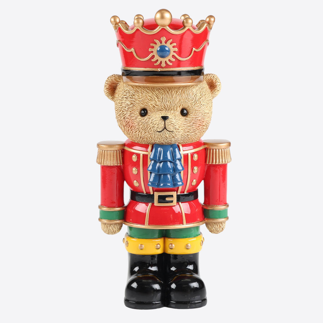 Red Traditional Crown Christmas Bear Nutcraker Ornament - 26cm