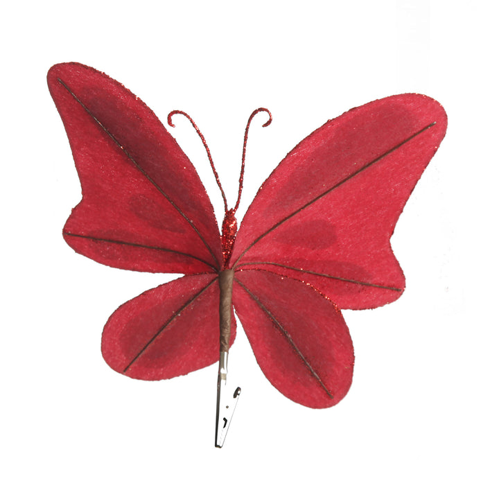 Red Velvet and Sequin Butterfly Clip