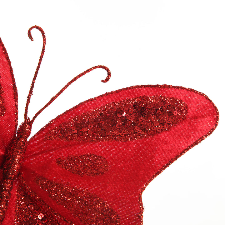 Red Velvet and Sequin Butterfly Clip