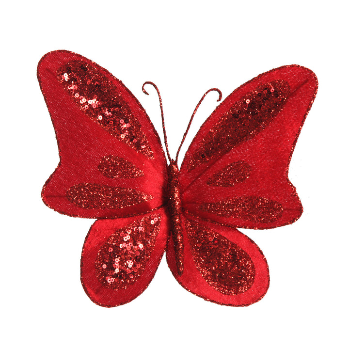 Red Velvet and Sequin Butterfly Clip