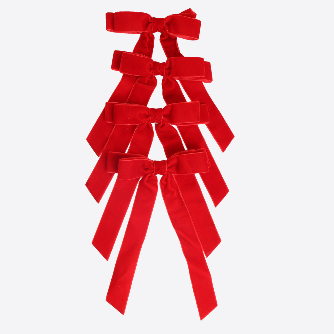 Red Velvet Bow Clip - Pack of 4
