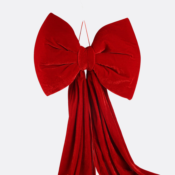 Red Velvet Christmas Tree Bow with Long Tails - 280cm