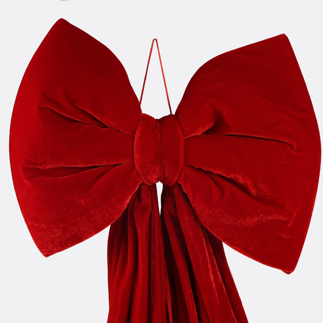 Red Velvet Christmas Tree Bow with Long Tails - 280cm