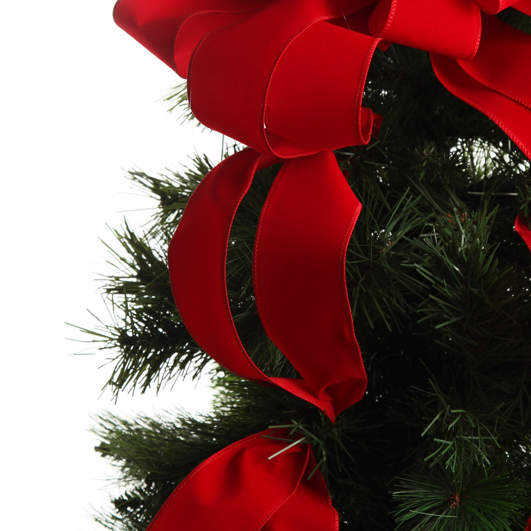 Red Velvet Deluxe Tree Topper Bow with Streamers