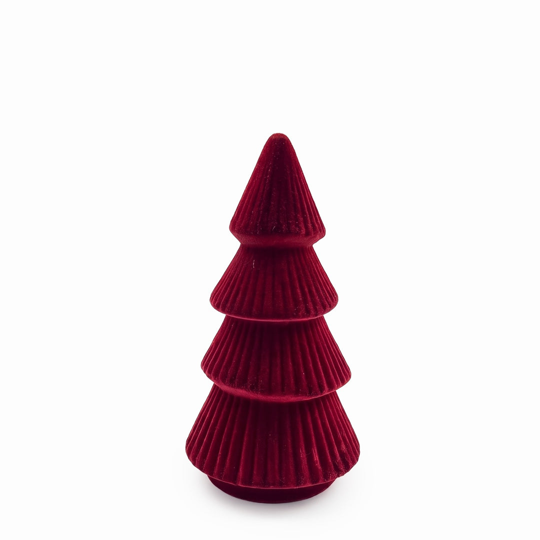 Red Velvet Flocked Table Top Christmas Tree - 17cm