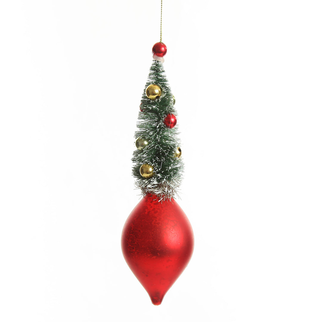 Red Vintage Glass Christmas Finial