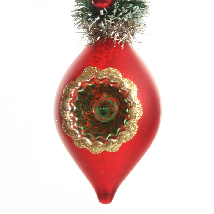 Red Vintage Glass Christmas Finial