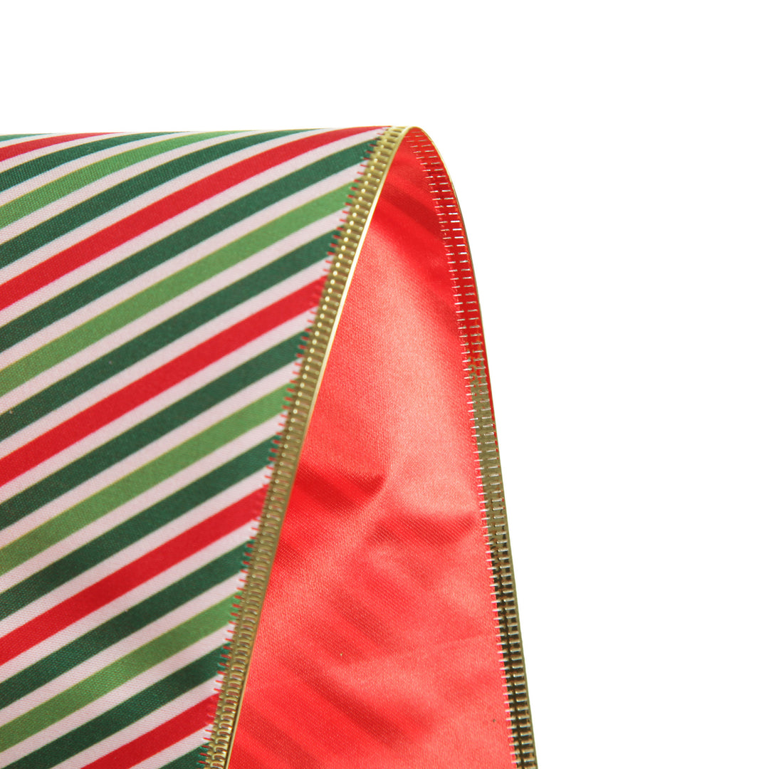 Reversible Red White Green Striped Wired Christmas Ribbon Garland