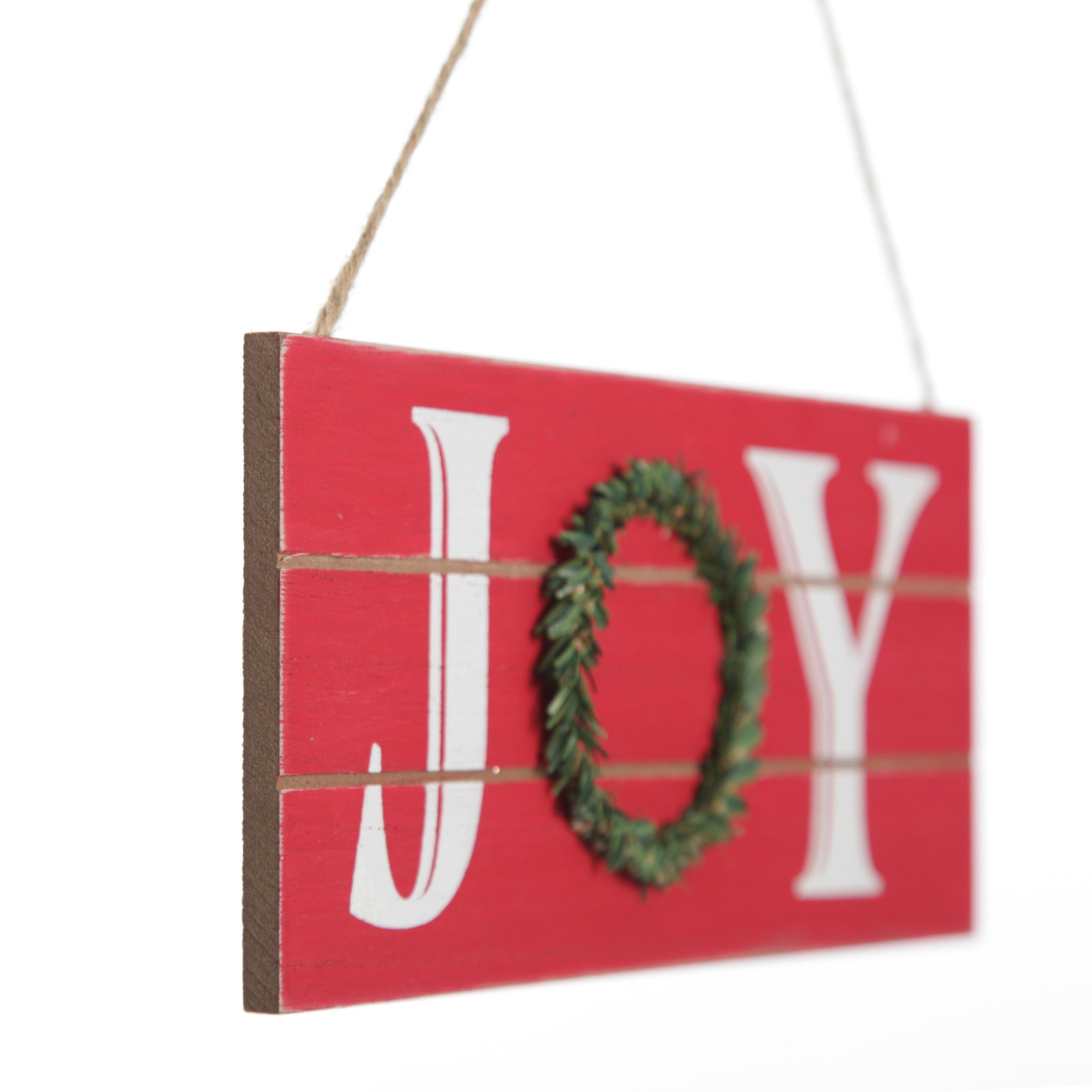 Red Wood Hanging Christmas Joy Plaque 