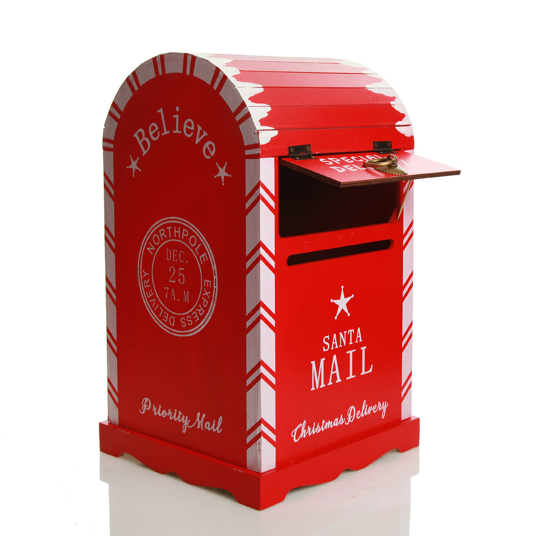 Red Wooden Santa Mailbox Christmas Ornament