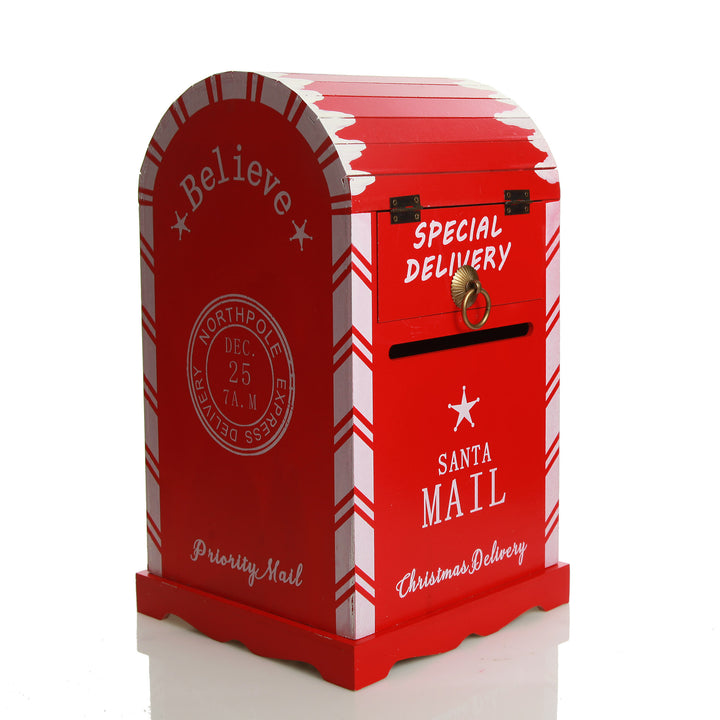 Red Wooden Santa Mailbox Christmas Ornament