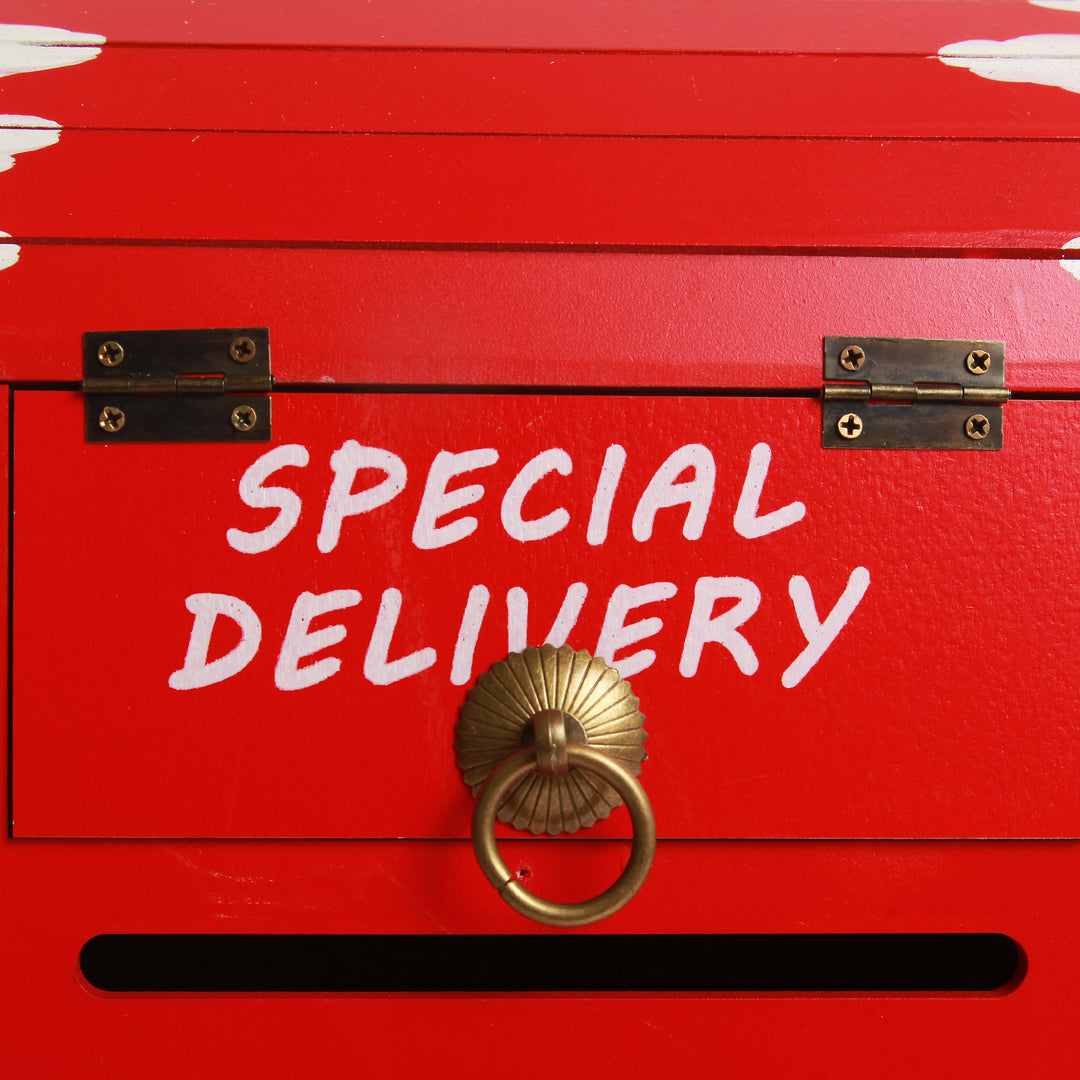Red Wooden Santa Mailbox Christmas Ornament