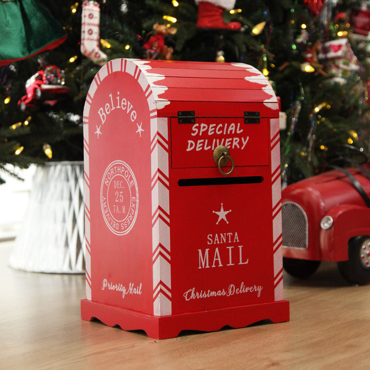 Red Wooden Santa Mailbox Christmas Ornament