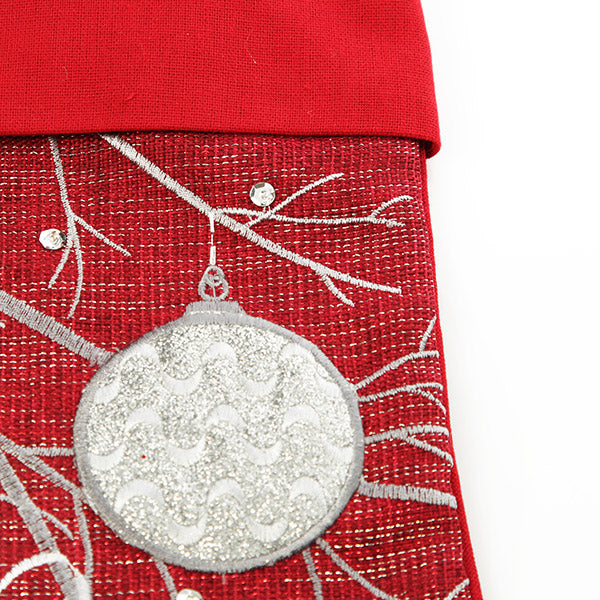 Personalised Red Bauble Stocking - Detail