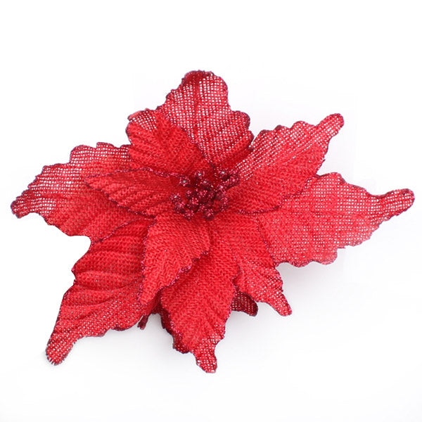Red Burlap Flower Red Glitter Trim