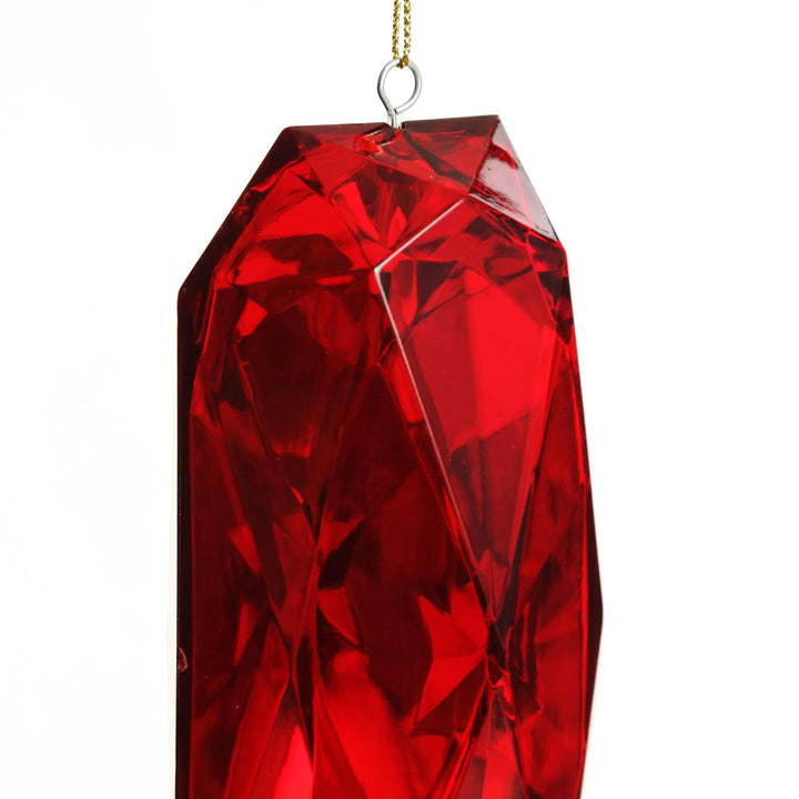 Red Emerald Cut Gem Christmas Hanging Decoration