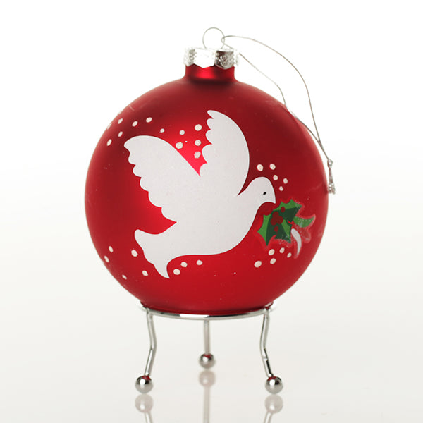 Red Peace Doves Christmas Bauble