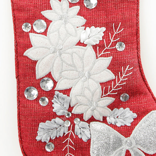 Personalised Red Poinsettia Stocking - Close Up Poinsettia
