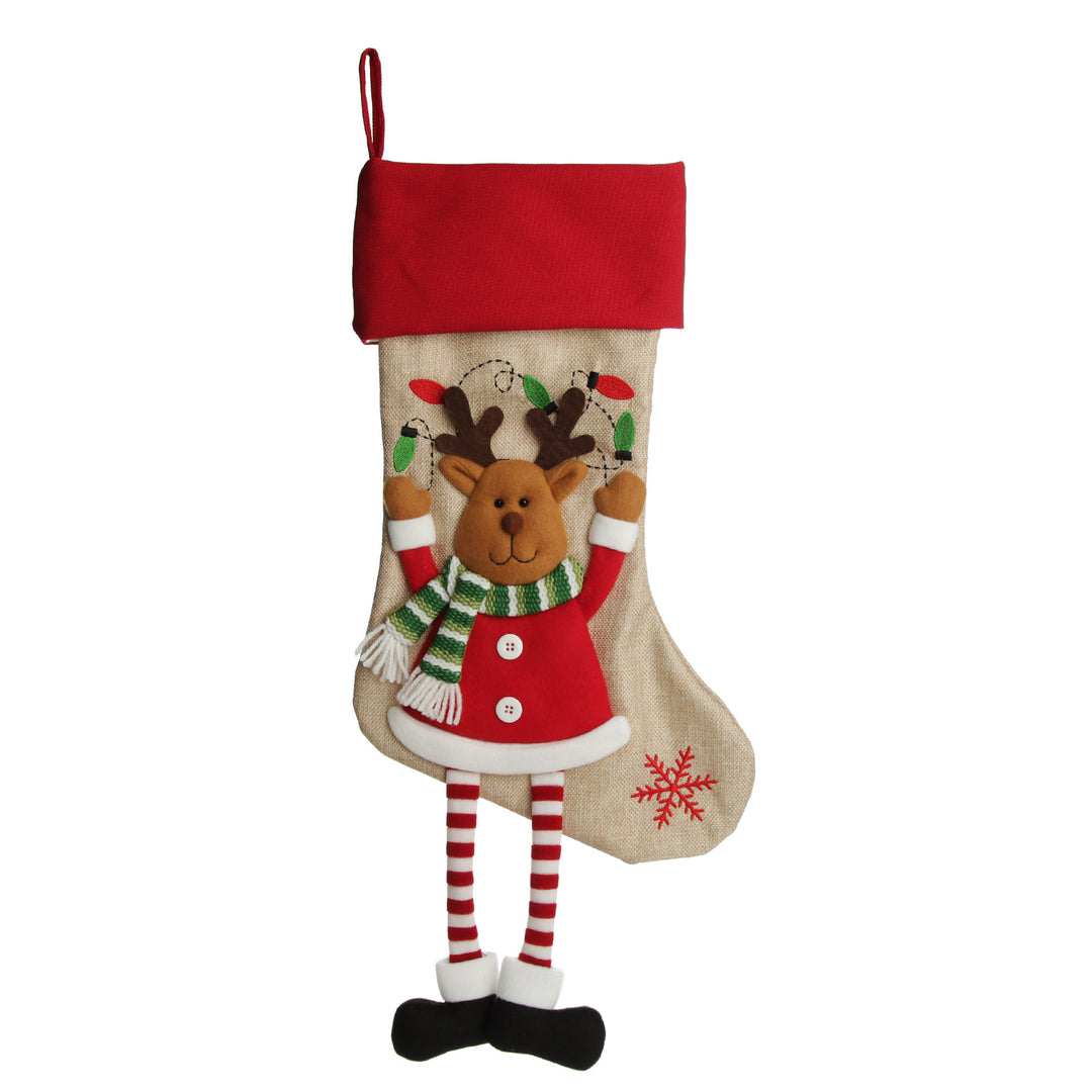 Personalised Reindeer Christmas Stocking with Dangly Legs