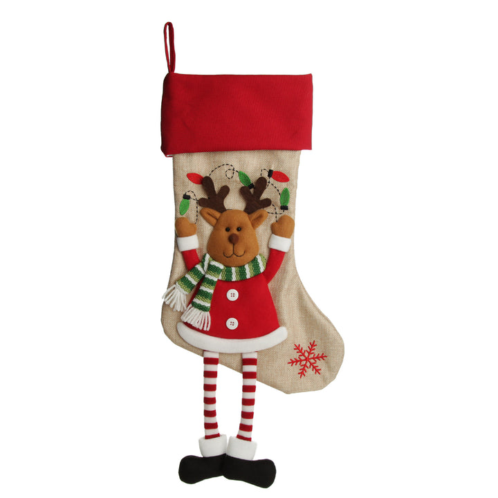 Personalised Reindeer Christmas Stocking with Dangly Legs