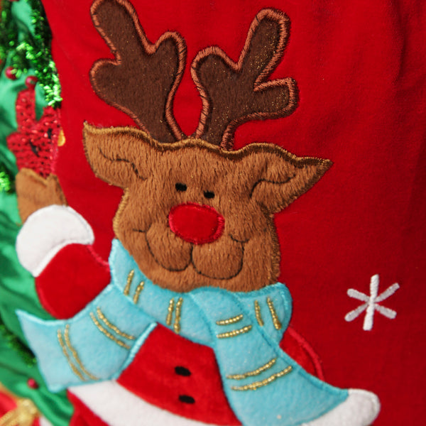 Deluxe Velvet Reindeer Santa Sack - Reindeer Detail