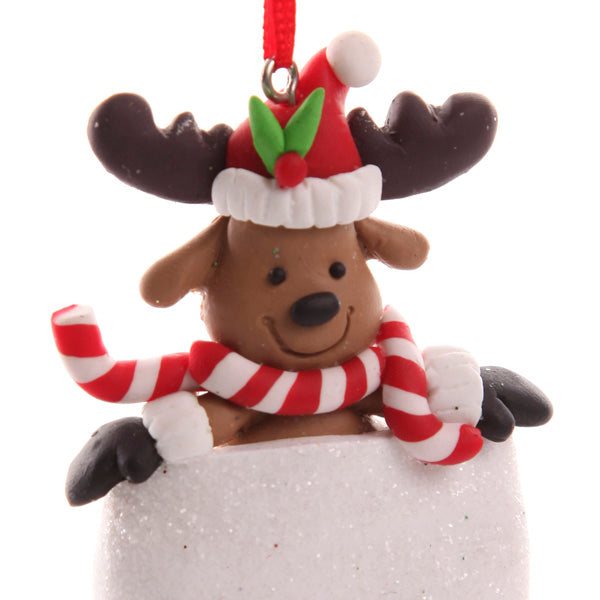 Reindeer in Glitter Stocking Hanging Decoration Detail