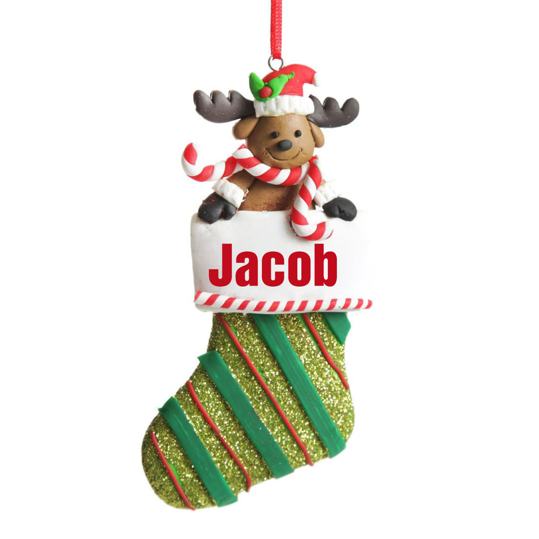 Reindeer in Glitter Stocking Decoration