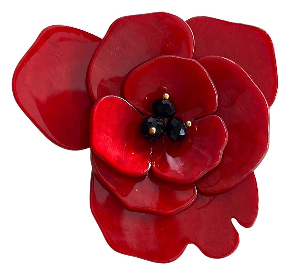 Resin Fashion Brooch - Poppy