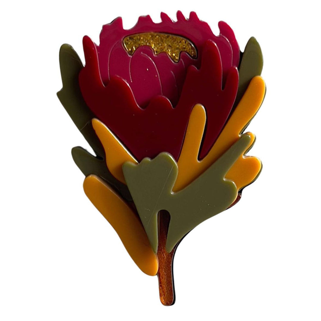 Resin Fashion Brooch - Waratah