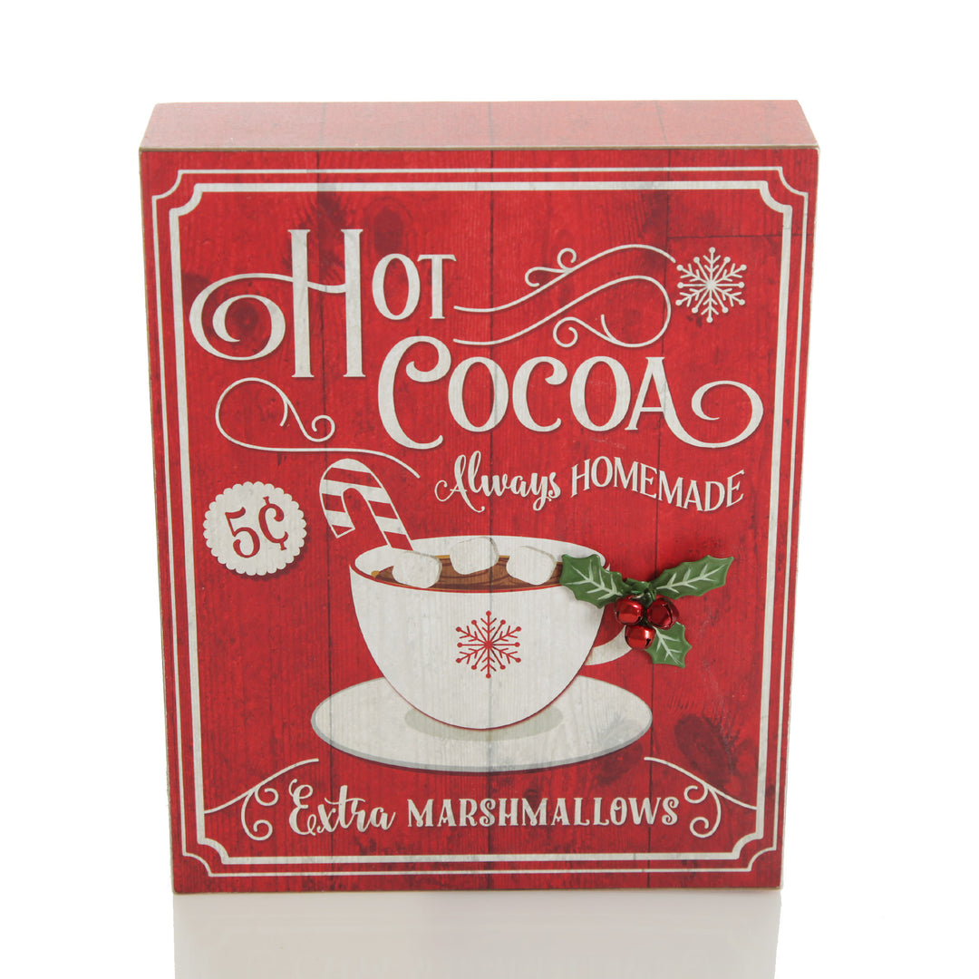 Retro Hot Cocoa Christmas Wall Box Sign