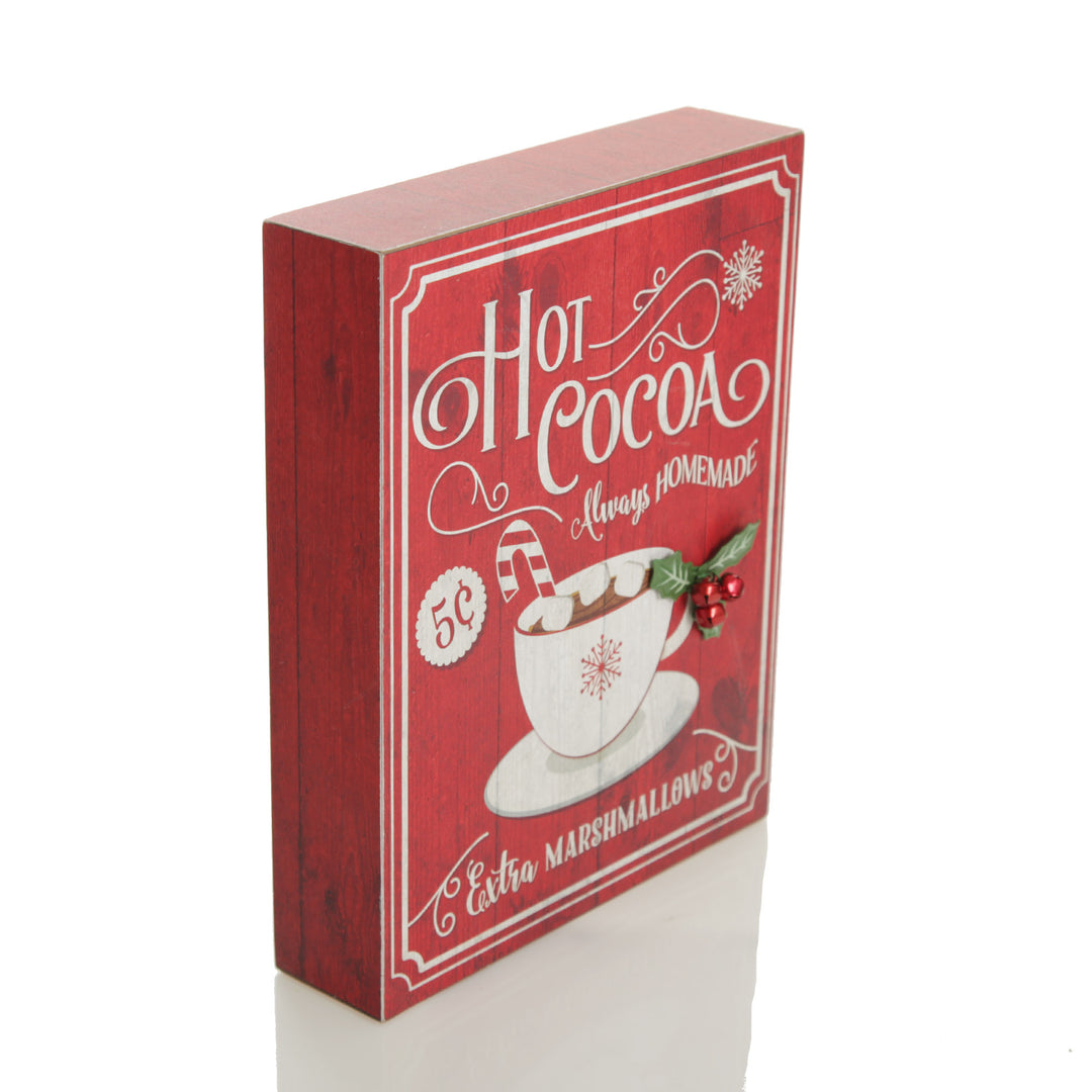 Retro Hot Cocoa Christmas Wall Box Sign