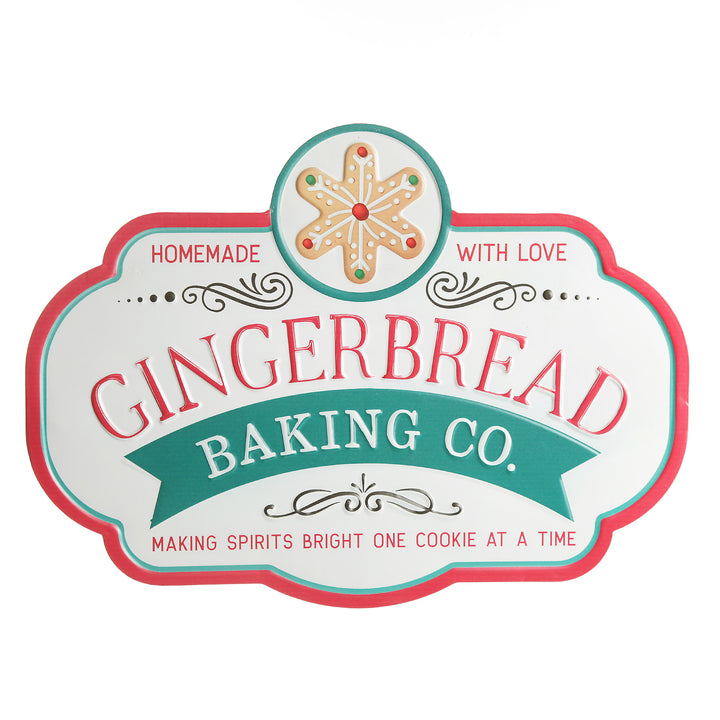Retro Metal Gingerbread Baking Co Christmas Wall Sign