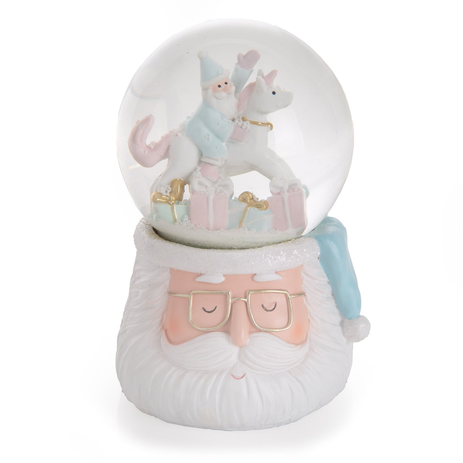 Retro Pastel Santa Snow Globe