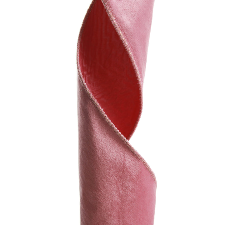 Reversible Pink Velour and Satin Wired Christmas Ribbon Garland