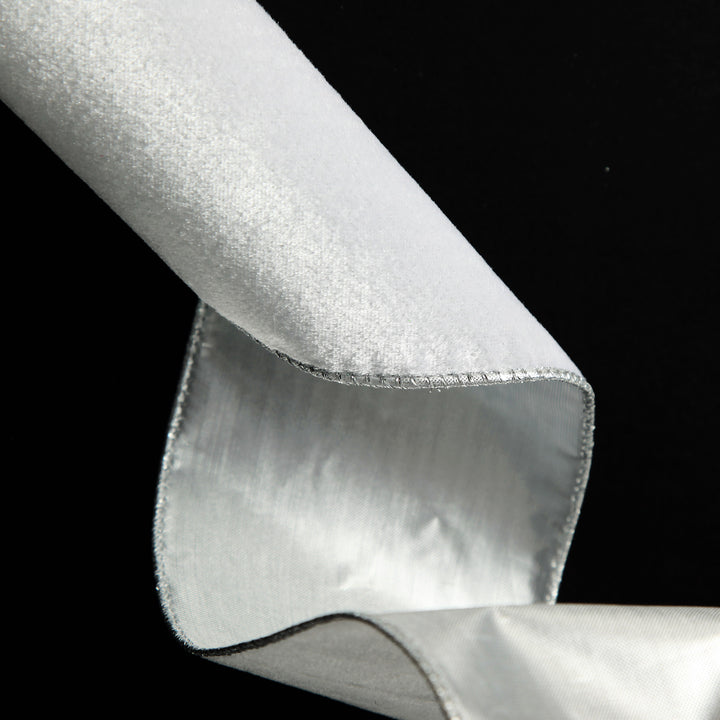 Reversible White Velour and Satin Wired Christmas Ribbon Garland