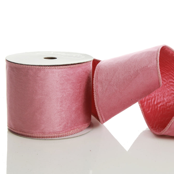 Reversible Pink Velour and Satin Wired Christmas Ribbon Garland