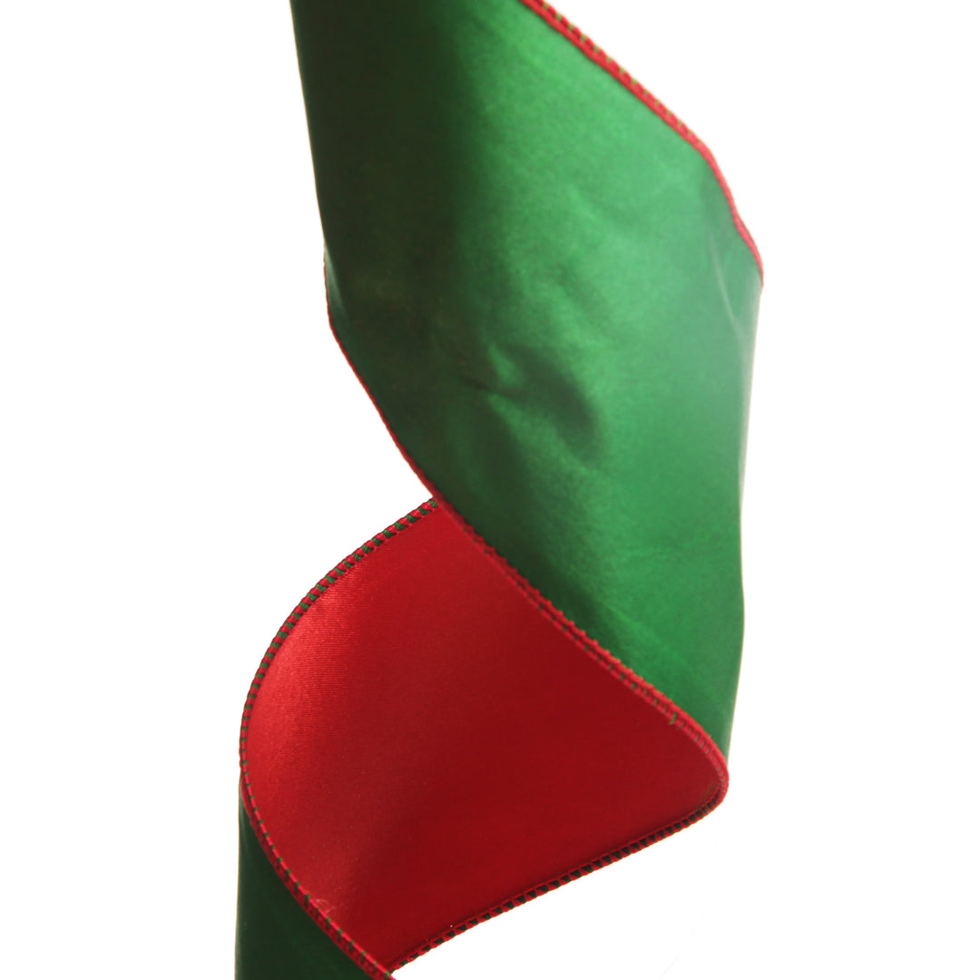 Reversible Green and Red Satin Wired Christmas Ribbon Garland 