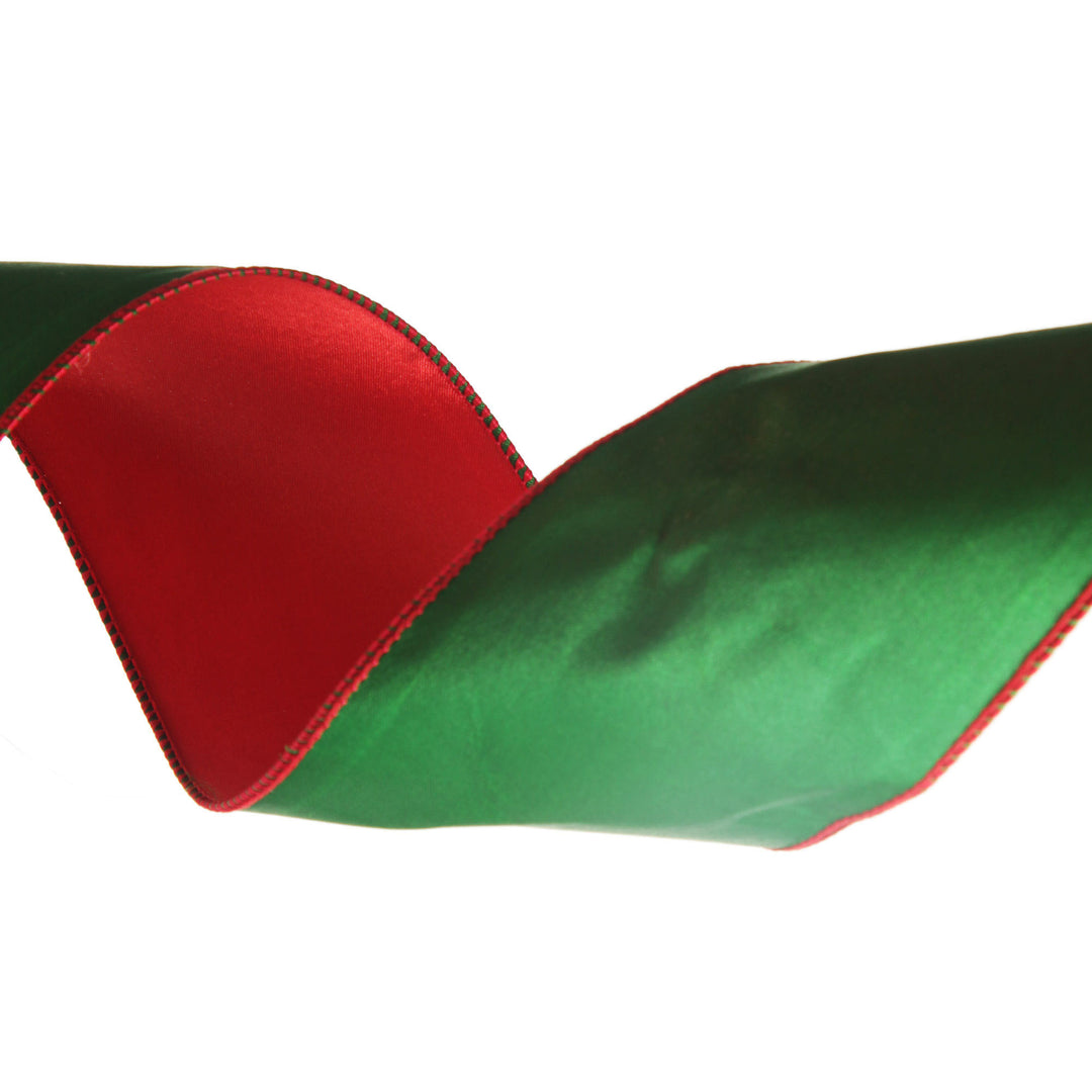 Reversible Green and Red Satin Wired Christmas Ribbon Garland 
