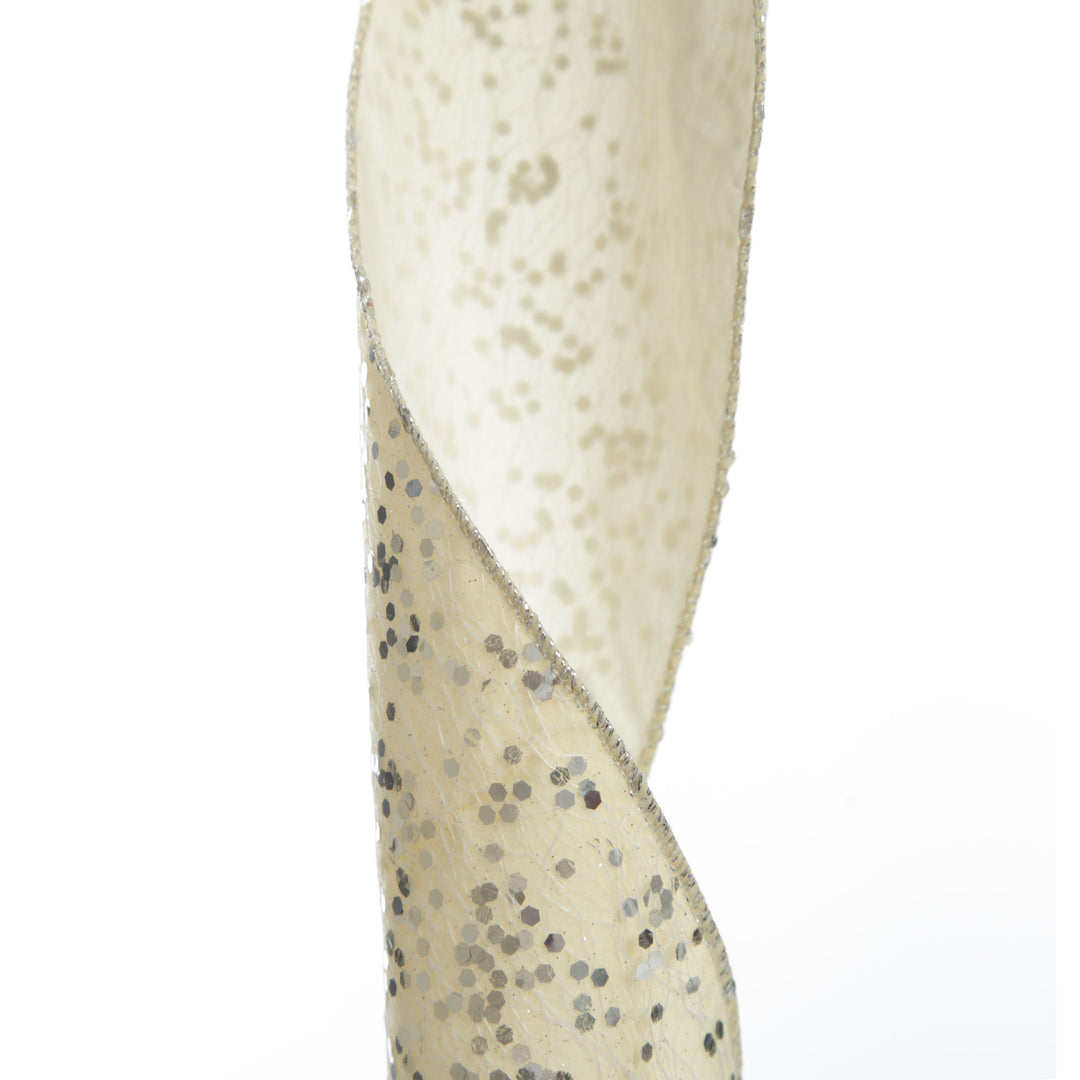 Reversible Ivory Velvet and Silver Sequin Wired Ribbon Garland