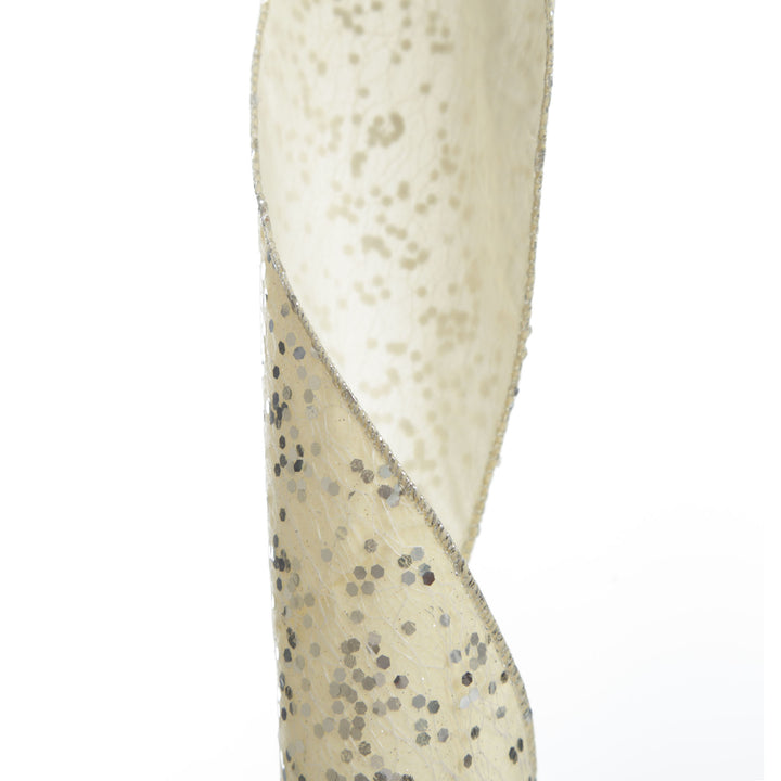 Reversible Ivory Velvet and Silver Sequin Wired Ribbon Garland