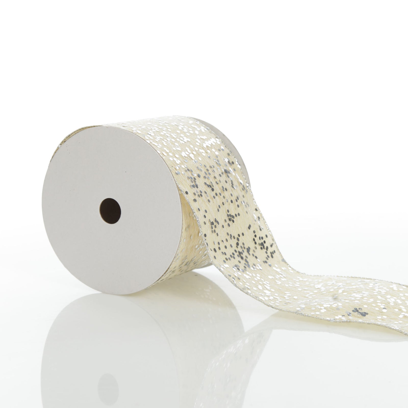 Reversible Ivory Velvet and Silver Sequin Wired Ribbon Garland