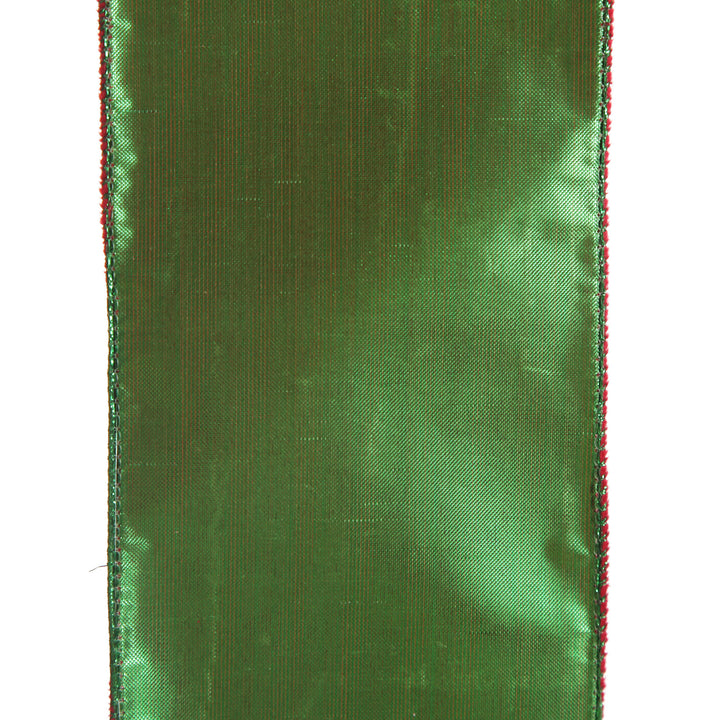 Reversible Dark Red Velvet and Green Satin Wired Christmas Ribbon Garland