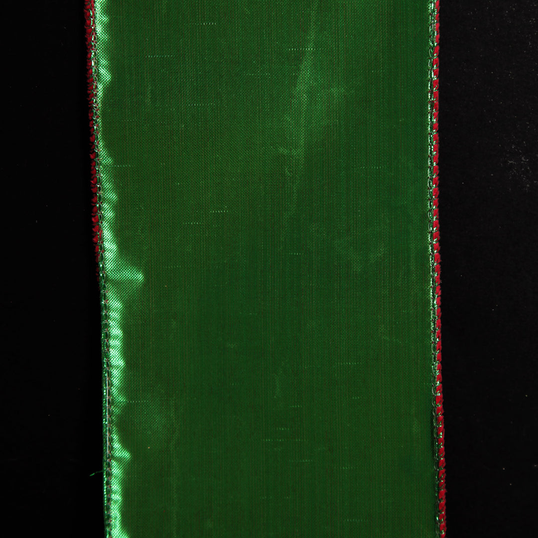 Reversible Dark Red Velvet and Green Satin Wired Christmas Ribbon Garland