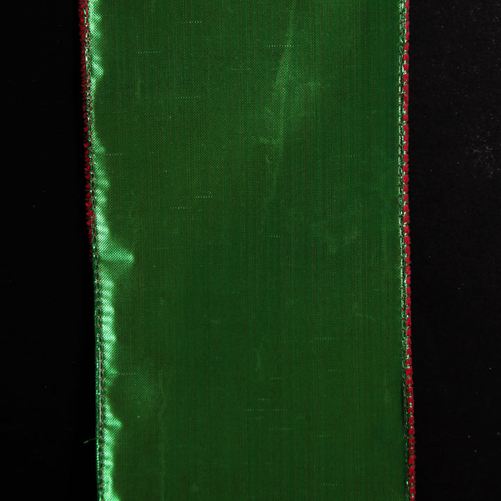Reversible Dark Red Velvet and Green Satin Wired Christmas Ribbon Garland