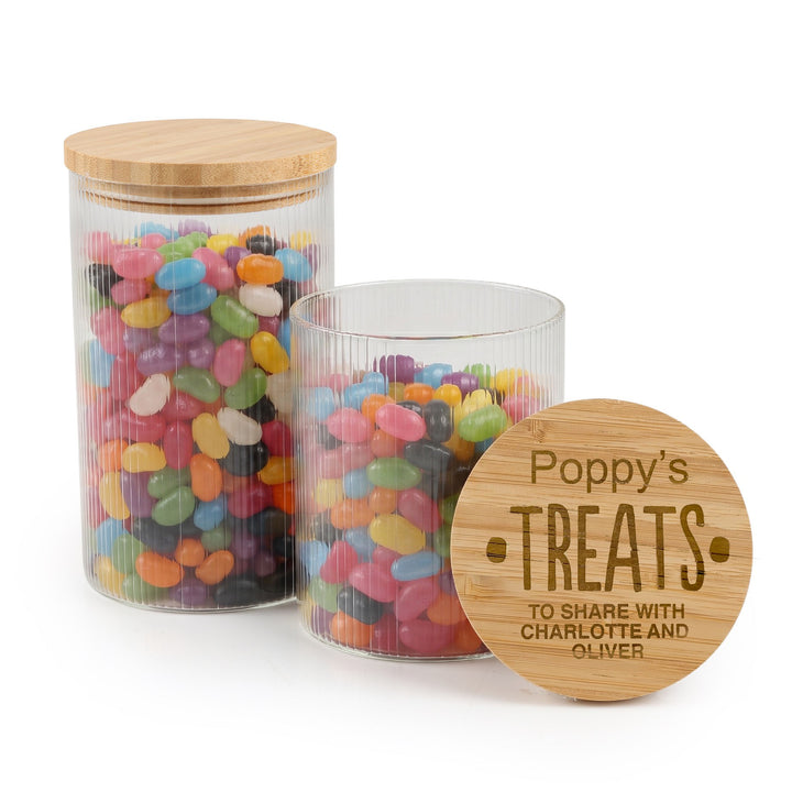 Personalised Treat Jar with Wooden Lid - I Love You