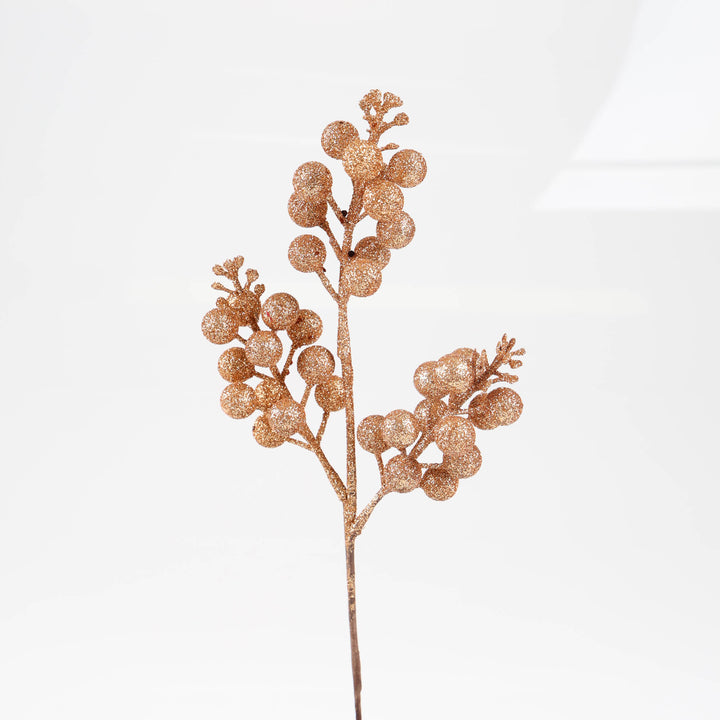 Rose Gold Glitter Berry Pick - 32cm