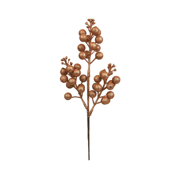 Rose Gold Glitter Berry Pick - 32cm