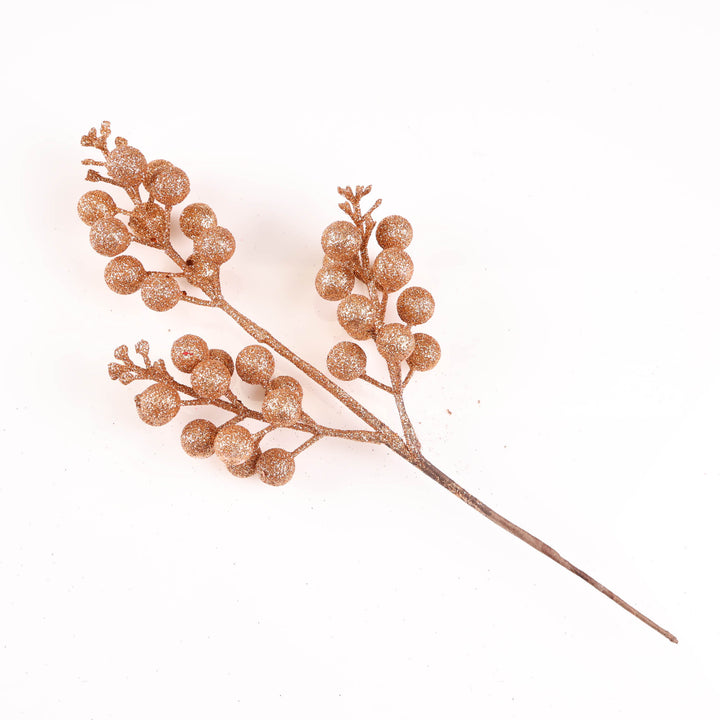 Rose Gold Glitter Berry Pick - 32cm
